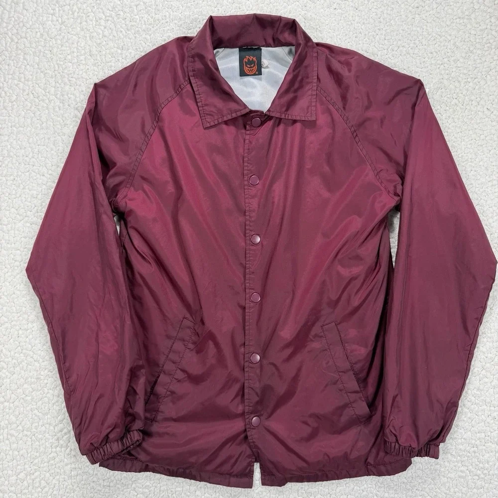 Spitfire Coach Jacket Men's M Burgundy Bighead Skate Streetwear‎ Y2K Windbreaker
